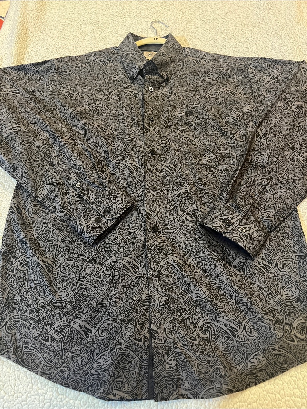 Cinch Black and Gray Paisley Button-Up Shirt Jacket